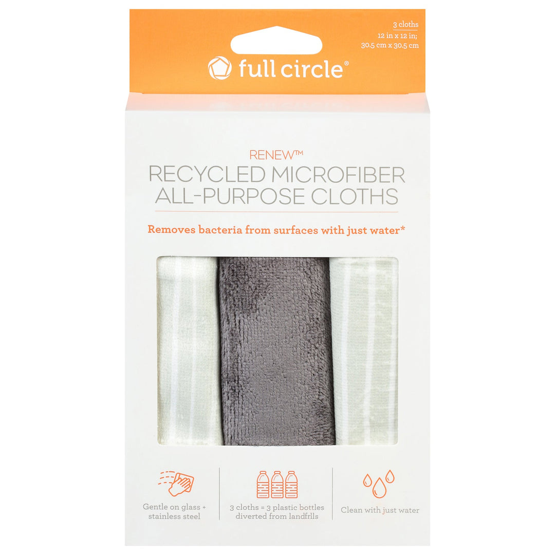 Full Circle Home - Cloths Microfiber Stripes - Case Of 6 - 3 Ct - Maras Green